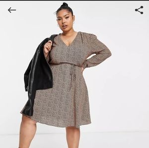 NWT Asos Curve Glamorous curve tie waist swing dress in leopard